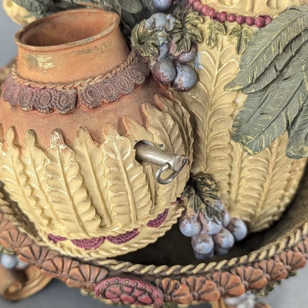Rustic Harvest Pitcher Rooster Musical Tabletop Water Fountain Resin Decor